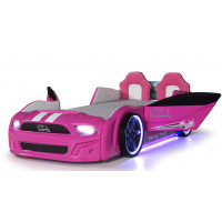 Кровать гоночная машина Мустанг розовая